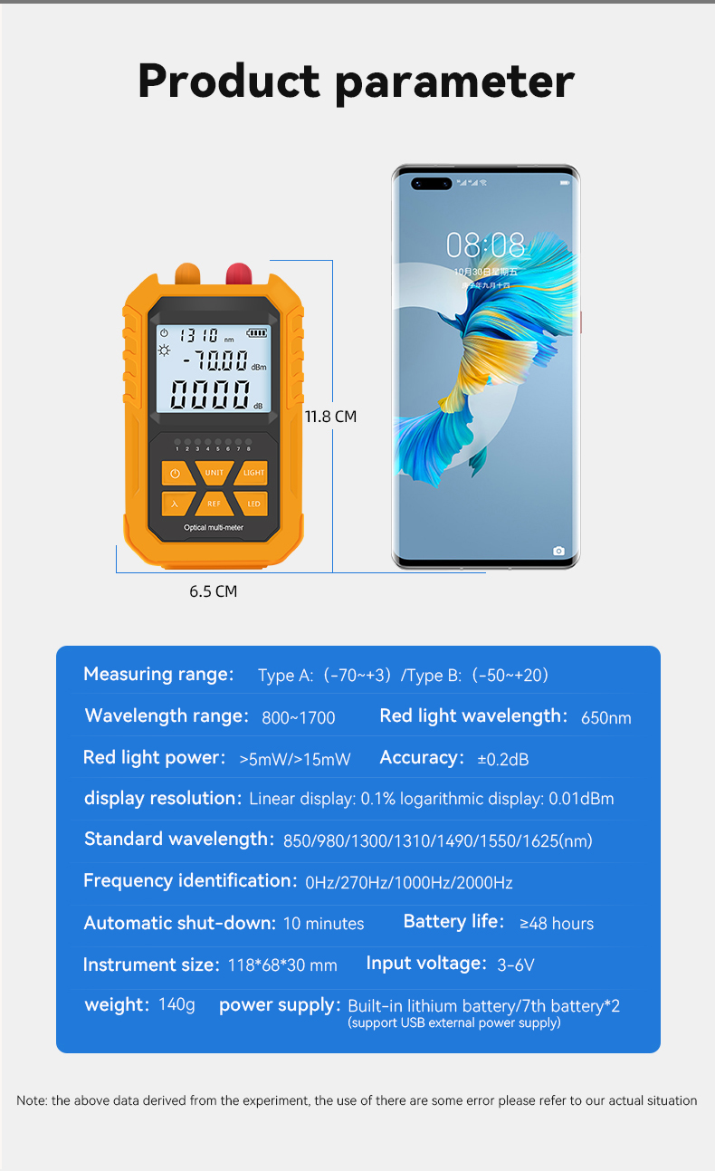 Optical Power Meter With VFL RJ45 Tester Mini Multifunction Machine